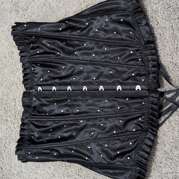 Rhinestone Overbust Corset Vintage Brocade Bustier Lingerie Top Plus Size 3X - Picture 3 of 7